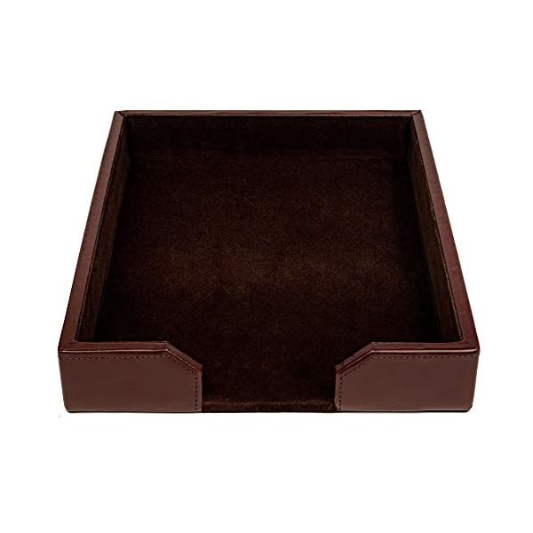 Dacasso bonded leather desktop tray luxury letter holder paper organizer for desk dark brown  urban country home decor