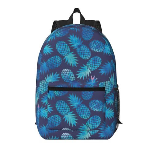 Sac à dos d'école léger avec poche bleu noir EdWal à motif ananas