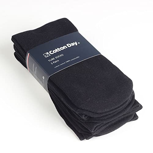 Cotton Day Unisex Kids Boys Girls Tube Knee High Mid Calf Long Socks Seamless Toe 3 Pack Black #TOP1