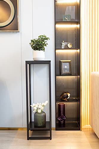 Jo.devivre 37.4"Tall Plant Stands Indoor, Metal Single Plant Stand Holder For Indoor Plants,2 Tier Modern Corner Flower Pots Shelves, Square Plant Tables Pedestal Stand For Living Room Garden Balcony #TOP1