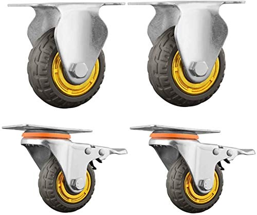 4ピース家具キャスターヘビーデューティーオフィスチェアスイベルチェアユニバーサルホイール、フラットベッドトラックトロリー業界方向性ホイール、アクセサリーをブレーキ家具ホイールに交換(色:E、サイズ:3インチ)