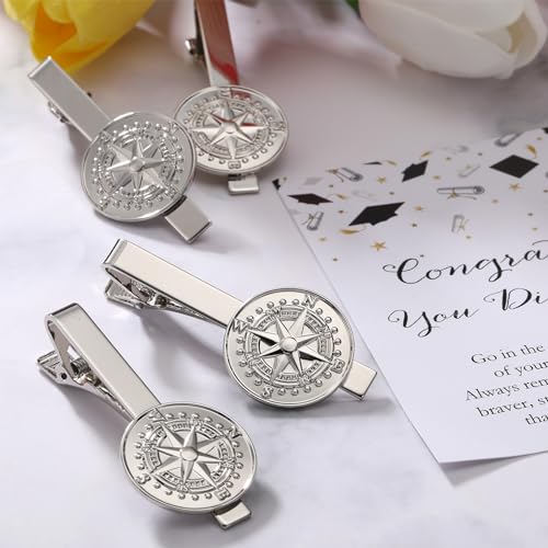 coume 6 sets graduation gifts for students boys compass tie clip with card the direction of your dream tie clips class of 2024 high school college graduation party group favors