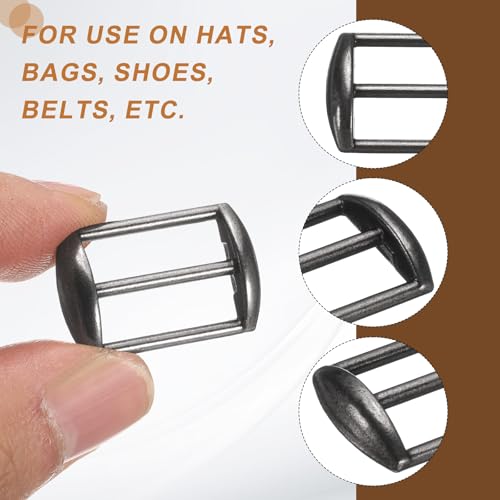 QUARKZMAN 10 Stück Metall Baseball Cap Schnalle, Verstellbarer Cap Riemen Versteller Schieber Taschengurt Riemenhalter Hardware Zubehör für die Herstellung von Geldbörsen, Schwarz Latte