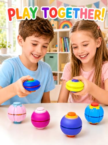 3D Printed Figurine 3D Printed Press to Spin Fidget Ball, Push & Spin Sensory Toy,Stress Relief Desk Spinner for Classroom,Office & Home,Handheld Fidget Toy,Birthday Gift, Party Favor for Kids - Image 4