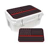 USATuff SeaDek EVA Mat Cooler Pad fits YETI 45 Tundra | Peel & Stick Application | Non Slip Comfort Accessories - Thin Red Line Fire Fighter (Black-RubyRed)