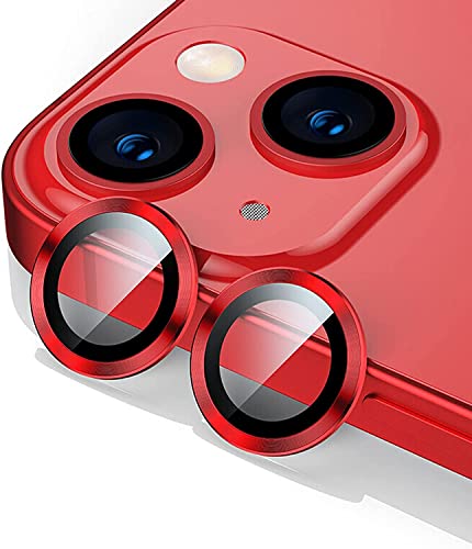 Image of CASEKOO Metal Full Cover + Tempered Glass Circle Camera Lens Protector for iPhone 13 /13 mini,HD Camera Lens Screen Cover Case,9H Hardness Anti-Scratch Camera Screen Protective Lens Film (Red)