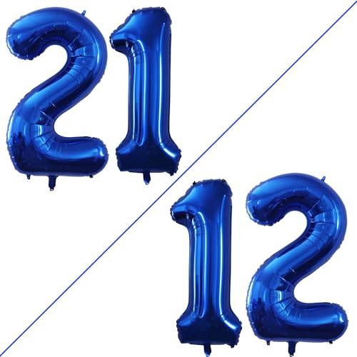 GOER Number 12 Balloons for 12th Birthday Sweet 12 Party Decorations,42 Inch Jumbo Foil Helium 21 Balloons for 21st Birthday Party Decoration (Blue) by GOER - Used condition - US$5.79