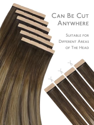 Image of WENNALIFE 3.15 inch Wide Tape in Hair Extensions Human Hair, Tape in Weft