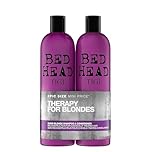 Bed Head by TIGI Dumb Blonde Shampoo & Conditioner Set, 2x 750ml, Keratin Hair Treatment for Bleached & Colour-Treated Hair, Moisturising Formula Repairs Dry Damaged Strands