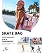 Roller Skate Bag for Women and Men, Lightweight Inline & Ice Skates Backpack Fits Shoes Up to US Men Size 14, Breathable Skate Bag for Ice Skates, Roller Skates, Hockey Skates, and Figure Skates, Pink