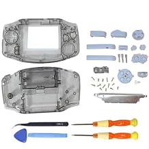 Hzxkqmil Replacement Housing Shell Transparent Case Cover for Game Boy Advance GBA Console, Full Housing Case with Buttons and Screwdrivers Kit Clear Black