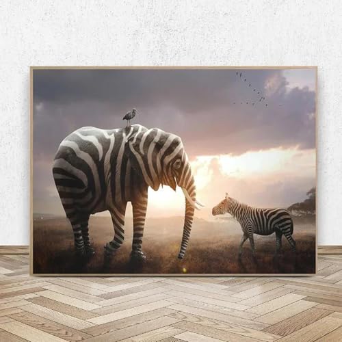 SHINERING Pósteres E Impresiones Abstractos De Cebra En Blanco Y Negro, Pinturas En Lienzo, Arte De Pared, Imágenes Para La Decoración Del Hogar De La Sala De Estar A8 60X80Cm Sin Marco