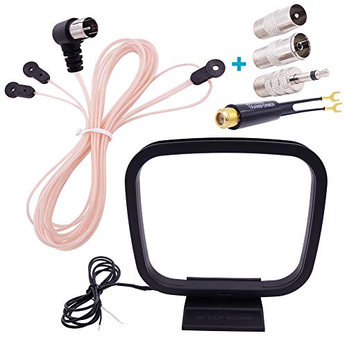 Fancasee AM FM Antenna Dipole 75 Ohm F Male Plug FM Antenna with PAL 3.5mm & 75 to 300 Ohm