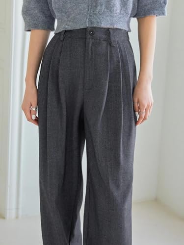 Image of KOTTY Women's Regular Fit High Rise Cotton Blend Solid Trousers
