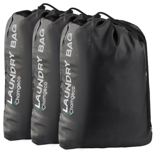 Chamgeco 3Pack Large Travel Laundry Bag 60x45CM, Washable Dirty Clothes Storage Bag with Drawstring, Heavy Duty Gym Bag Multipurpose Bag Storage Hamper for Camp Home Dorm Hotel Laundromat Basket
