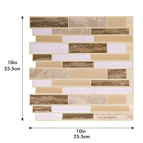 Peel And Stick Backsplash 4 Sheets Marble Backsplash Tile For Kitchen Peel And Stick 10"X 10" Self Adhesive Removable Tile Back Splashes Stick On Backsplash For Kitchen, Bathroom - Yellow #TOP3