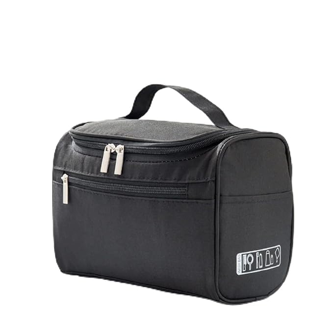 Nylon Multifunctional Makeup Bag, Makeup Organiser Cosmetic Pouch, Makeup Bag, Handy Travel Toiletry Pouch, Makeup Storage Bag Case Household Grooming Kit for Women (Jet Black)-image-13