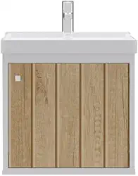 Gabinete com Cuba de Banheiro 100% MDF Branco Berlin Ripado - Veneto