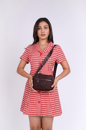 Image of TS WITH TECHSUN Small Crossbody Shoulder Bag for Women, Multi-Pocket Nylon Travel Handbag Messenger Purse, Adjustable Strap, Lightweight, Zipper Closure (21(L) X 16(H) X 9 (W) CM)