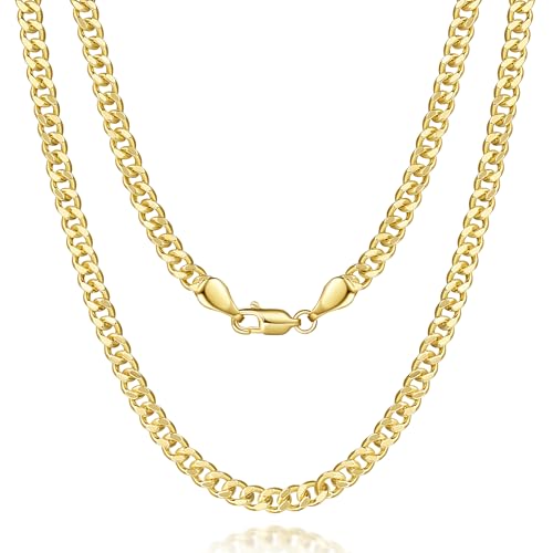 14K Gold Chain for Women Golden Cuban Link Chain for Mens Necklace Chunky Gold Necklace for Women Non Tarnish Strong yet Refined Golden Charm Necklaces for Men 16,18,20,22,24 Inches