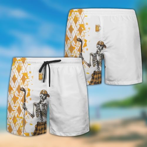 Funny Golf Mens Swim Trunks - Disc Golf Hawaiian Mens Swim Short Beach Shorts TU-SH-862