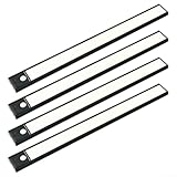 LED Bewegungserkennungsleuchte mit magnetischer Rückseite für Treppenstufen, Landezonen und dunkle Flurabschnitte, 4 Einheiten, drahtloses Set (schwarz)