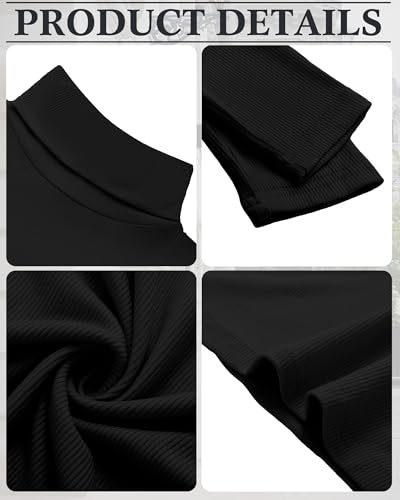 Image of Riyiper 3 Pack Women Ribbed Turtleneck Shirt Rayon Top Knit Lightweight Long Sleeve Top Casual Soft Base Layer Top