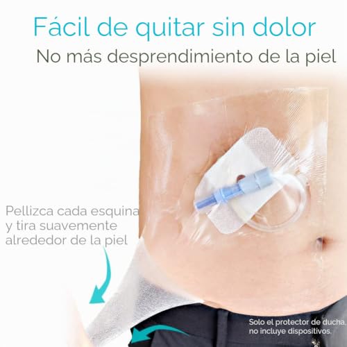 Cubierta de ducha para catéter de diálisis impermeable de 8x8 pulgadas para protector de pecho 6