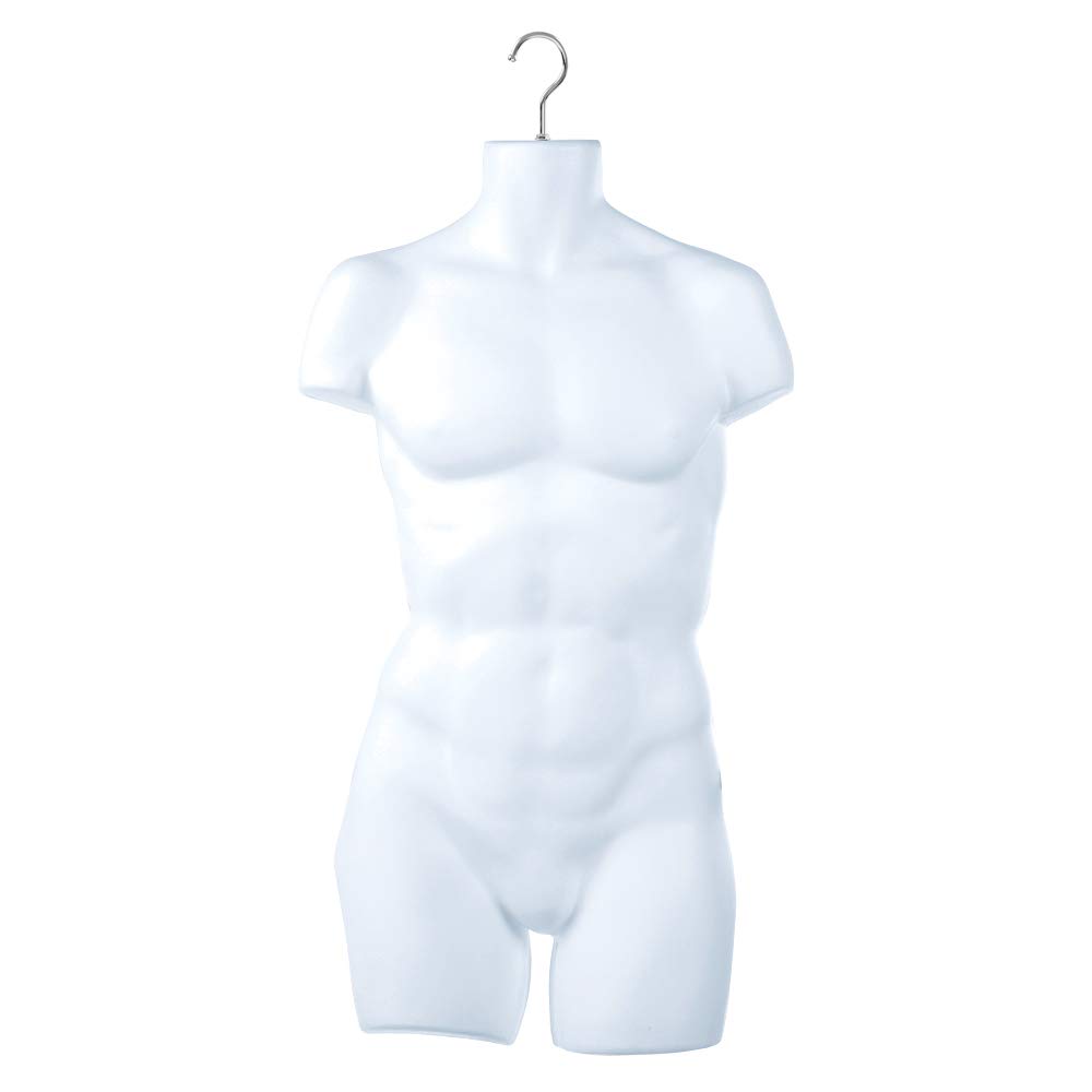 Only Hangers Male Torso Plastic Hanging Mannequin Body Form Clear Frosted - Pack of (1)