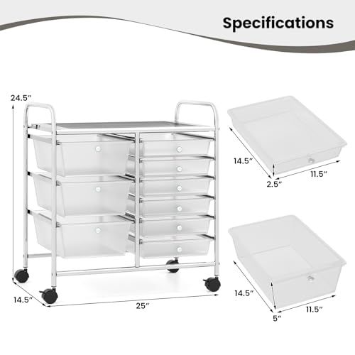 image for Giantex 9 Drawers Rolling Cart, Classroom Organizers, Storage Cart wit
