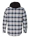 Burnside Quilted Flannel Full-Zip Hooded Jacket, 3XL, Grey/Blue