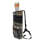 JLDTOP Lightweight Back Arrow Quiver, Holds 22-28 Arrows, Molle System, Adjustable 3-Point Carry, Ideal for Target Practice & Training (Left/Right Hand) (Camo)