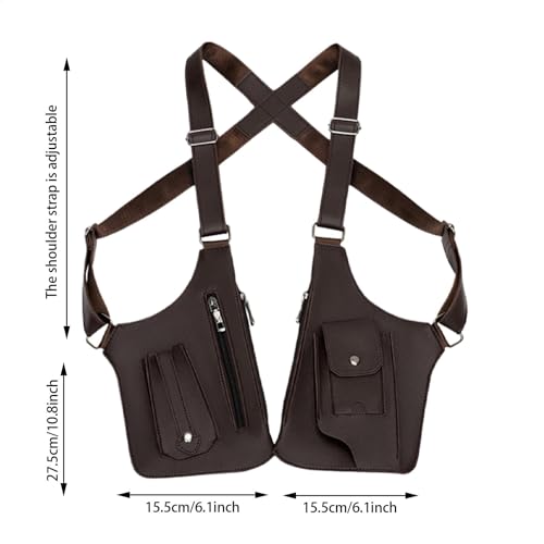 Men's Anti Theft Multi-Pocket Bag, PU Leather Double Shoulder Armpit Bag, Anti-Theft Double Shoulder Strap Tacticals2