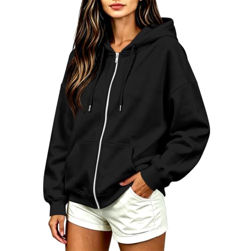 Full Front Zip Hoodies for Women Fleece Oversized Sweatshirt Cozy Hoodie - image 2