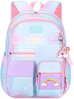 Cute Coloful Casual Daypack for Girls,Teens Elementary School Backpack,Primary Book Bags forTeens Gradient Purple-S