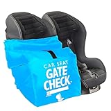 J.L. Childress Gate Check Bag for Car Seats - Travel Bag for Airplane - Includes AIRTAG Holder - Fits All Baby Car Seats, Infant Carriers & Child Booster Seats, Neon Blue