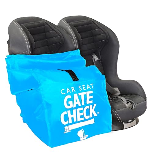 Image of J.L. Childress Gate Check Bag for Car Seats - Travel Bag for Airplane - Includes AIRTAG Holder - Fits All Baby Car Seats, Infant Carriers & Child Booster Seats, Neon Blue