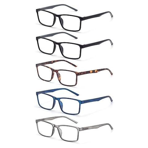 HIGHLIKE 5-Pack Blue Light Blocking Reading Glasses for Men Women, Spring Hinge Computer Readers, Anti Eyestrain/UV Ray, Mix Colors 3.5 x Cover