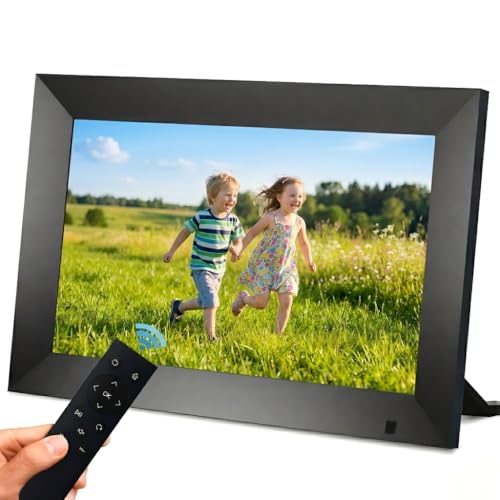 Digital Photo Frame 10.1 Inch Digital Portrait Holder 1280 * 800 HD IPS Display Digital Photo Frame with Music/Video/Calendar/Alarm Clock (Remote Control/Black/Non-WiFi)