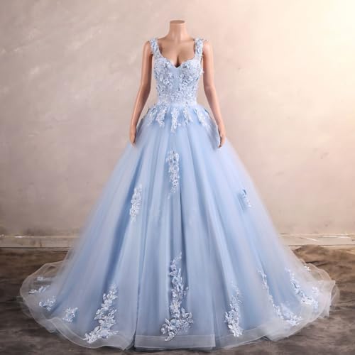 Image of Women's Beading Sweetheart Ball Gown Tulle Layed Long Quinceanera Dress