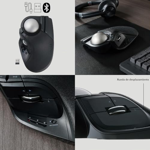 Ratón trackball inalámbrico de 2.4 GHz recargable y con 10 botones programables 6
