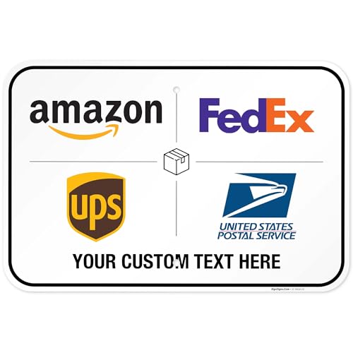 Image of Custom Package Delivery Sign, Delivery Instructions, 12x18 Inches, Rust Free .063 Aluminum, Fade Resistant, Made in USA by Sigo Signs