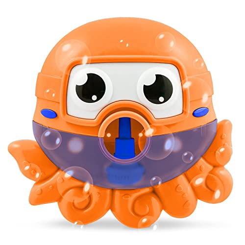 Image of Chuchik Bubble Bath Maker for The Bathtub. Blows Bubbles and Plays 24 Children’s Songs – Baby, Kids Bath Toys Makes Great Gifts for Toddlers – Sing-Along Machine (Orange Octopus)