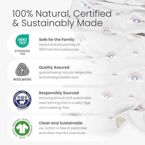 Image of Woolino Toddler Blanket - Merino Wool and Organic Cotton Baby Blanket for Girls and Boys - 4 Season - 52.5 inch x 40 inch - Sheep