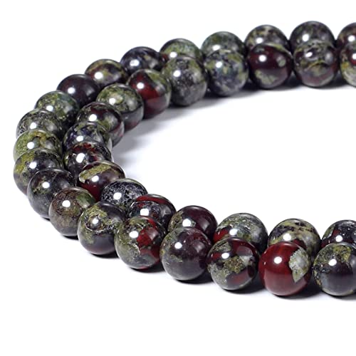 Image of BEADNOVA Natural Dragon Blood Jasper Beads Natural Crystal Beads Stone Gemstone Round Loose Energy Healing with Crystal Stretch Cord for Jewelry Making (6mm, 62-64pcs)