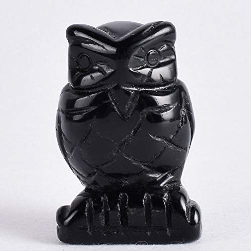 MKYXLN Natural Obsidian Owl Figurines 2 Inch Miniatures Handmade Mini Animal Statue