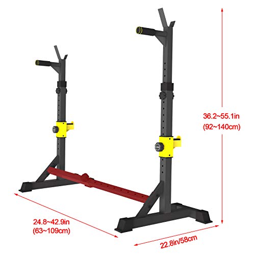 Uboway Barbell Rack Squat Stand Adjustable Bench Press Rack 550LBS Max Load Multi-Function Weight Lifting Home Gym Fitness