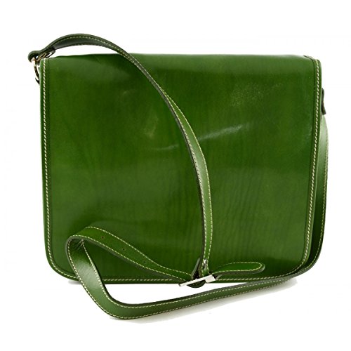 Sac bandoulière cuir véritable vert homme pour organiser vos affaires