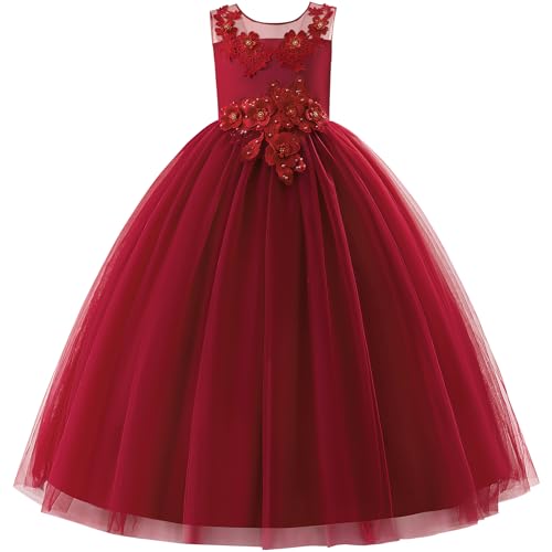 Flower Girl Dress Applique Tulle Dresses Wedding Guest Communion Birthday Party Pageant Baptism Princess Gown