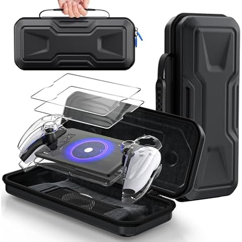 FYOUNG 3 in 1 Accessories Bundle for Playstation Portal, Carrying Case & Hard PC Clear Cover Set with Screen Protector, Protective Shell Portable Travel Handbag for PS5 Portal Remote Player Cover